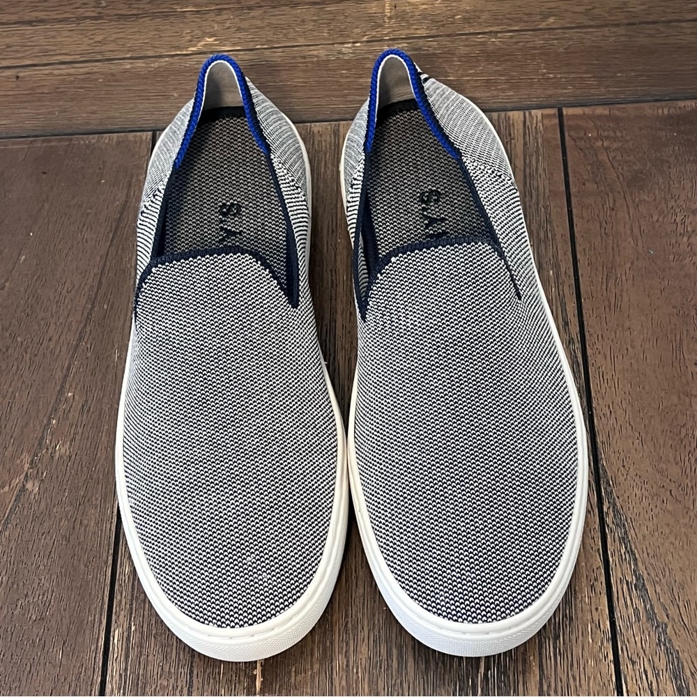 Rothy’s The Sneaker Slip On Shoes Blue & White Knit Womens 8 - Picture 7 of 10